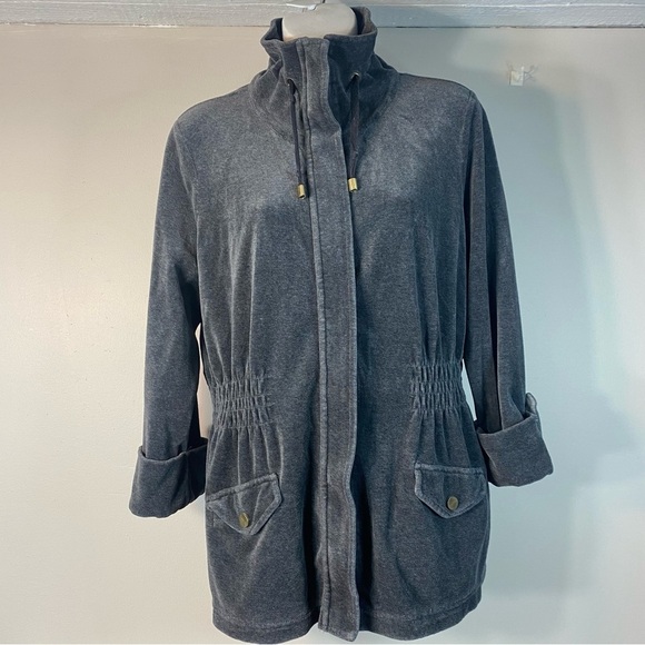 Charter Club Jacket Women  Full Zip Pockets Long Sleeve Gray large - Picture 1 of 12